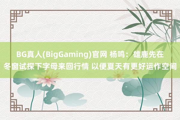 BG真人(BigGaming)官网 杨鸣：雄鹿先在冬窗试探下字母来回行情 以便夏天有更好运作空间