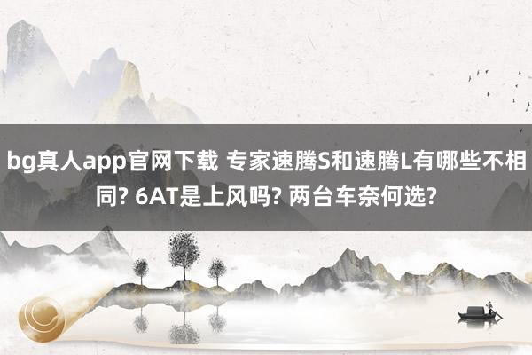 bg真人app官网下载 专家速腾S和速腾L有哪些不相同? 6AT是上风吗? 两台车奈何选?