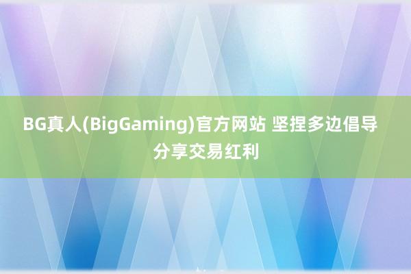 BG真人(BigGaming)官方网站 坚捏多边倡导  分享交易红利