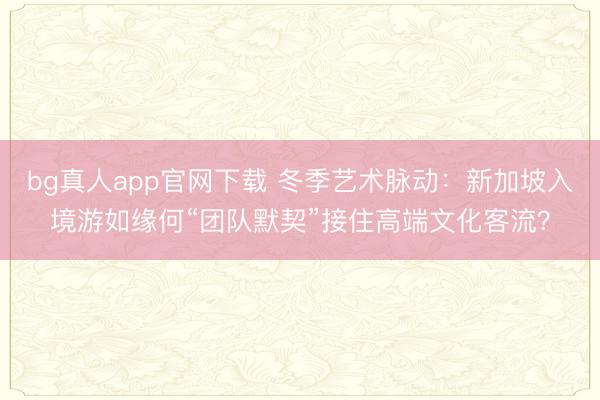 bg真人app官网下载 冬季艺术脉动：新加坡入境游如缘何“团队默契”接住高端文化客流？