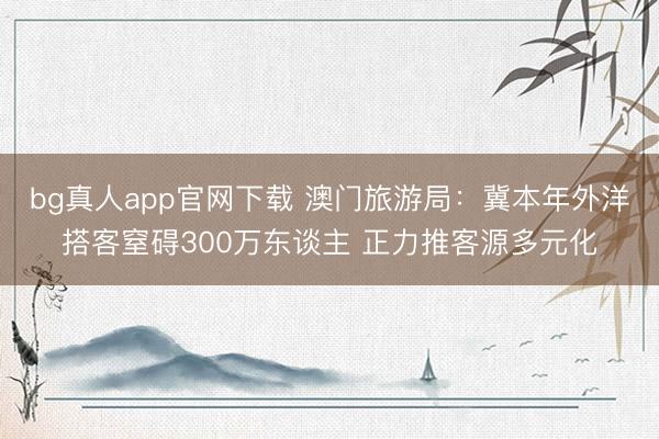bg真人app官网下载 澳门旅游局：冀本年外洋搭客窒碍300万东谈主 正力推客源多元化