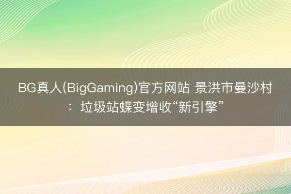 BG真人(BigGaming)官方网站 景洪市曼沙村：垃圾站蝶变增收“新引擎”