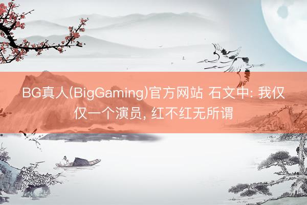 BG真人(BigGaming)官方网站 石文中: 我仅仅一个演员， 红不红无所谓