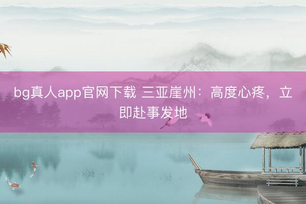 bg真人app官网下载 三亚崖州：高度心疼，立即赴事发地