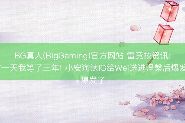 BG真人(BigGaming)官方网站 雷竞技资讯: 这一天我等了三年! 小安淘汰IG给Wei送进涅槃后爆发了