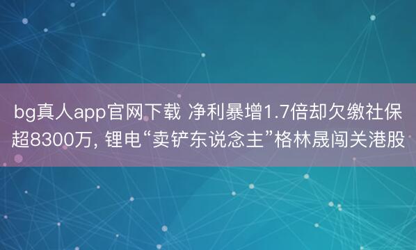 bg真人app官网下载 净利暴增1.7倍却欠缴社保超8300万， 锂电“卖铲东说念主”格林晟闯关港股