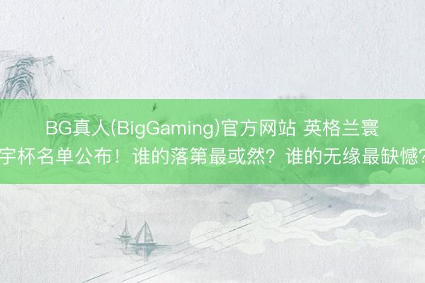 BG真人(BigGaming)官方网站 英格兰寰宇杯名单公布！谁的落第最或然？谁的无缘最缺憾？