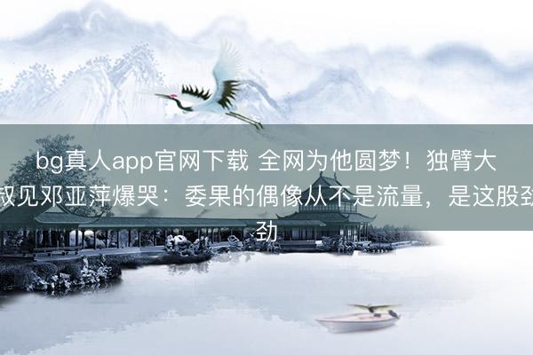 bg真人app官网下载 全网为他圆梦！独臂大叔见邓亚萍爆哭：委果的偶像从不是流量，是这股劲