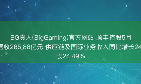 BG真人(BigGaming)官方网站 顺丰控股5月已矣营收265.86亿元 供应链及国际业务收入同比增长24.49%