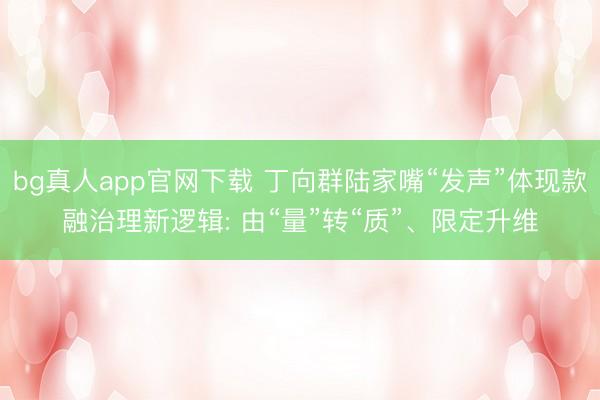 bg真人app官网下载 丁向群陆家嘴“发声”体现款融治理新逻辑: 由“量”转“质”、限定升维