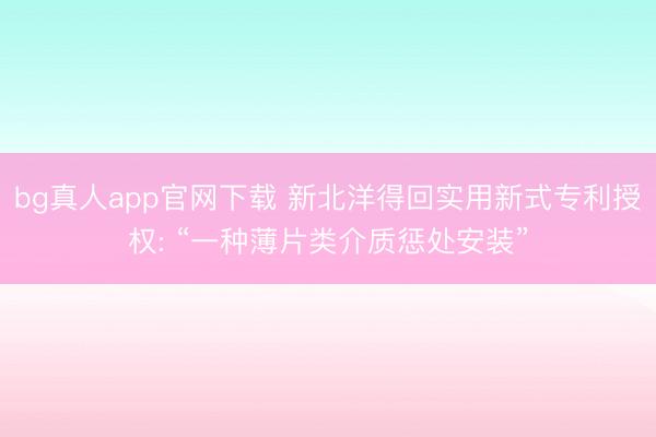 bg真人app官网下载 新北洋得回实用新式专利授权: “一种薄片类介质惩处安装”